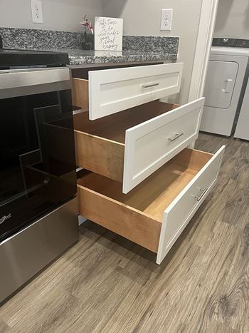 Spacious pot and pan drawers